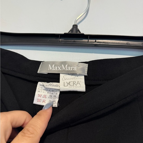 Max Mara Women Trouser Pants Sz 10 Black Wool Blend Tapered Side Zipper - Picture 3 of 5